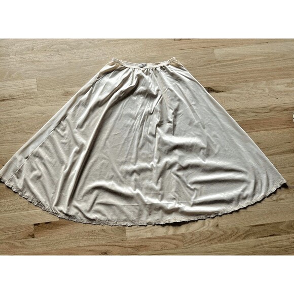 vtg 60s circle skirt half slip Hensen Kickernick beige nude undergarment retro L - Picture 1 of 6